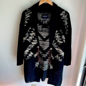 Obey Propaganda Aztec oversized long black cardigan sweater coat - Size XS